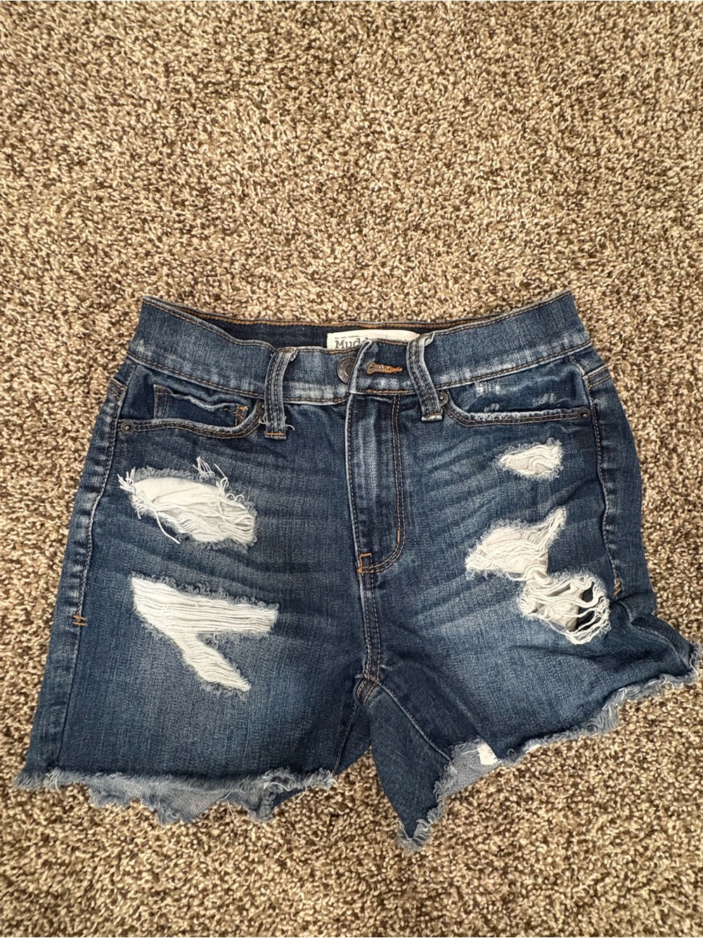 Mudd Distressed Dark Blue Denim Cutoff Shorts